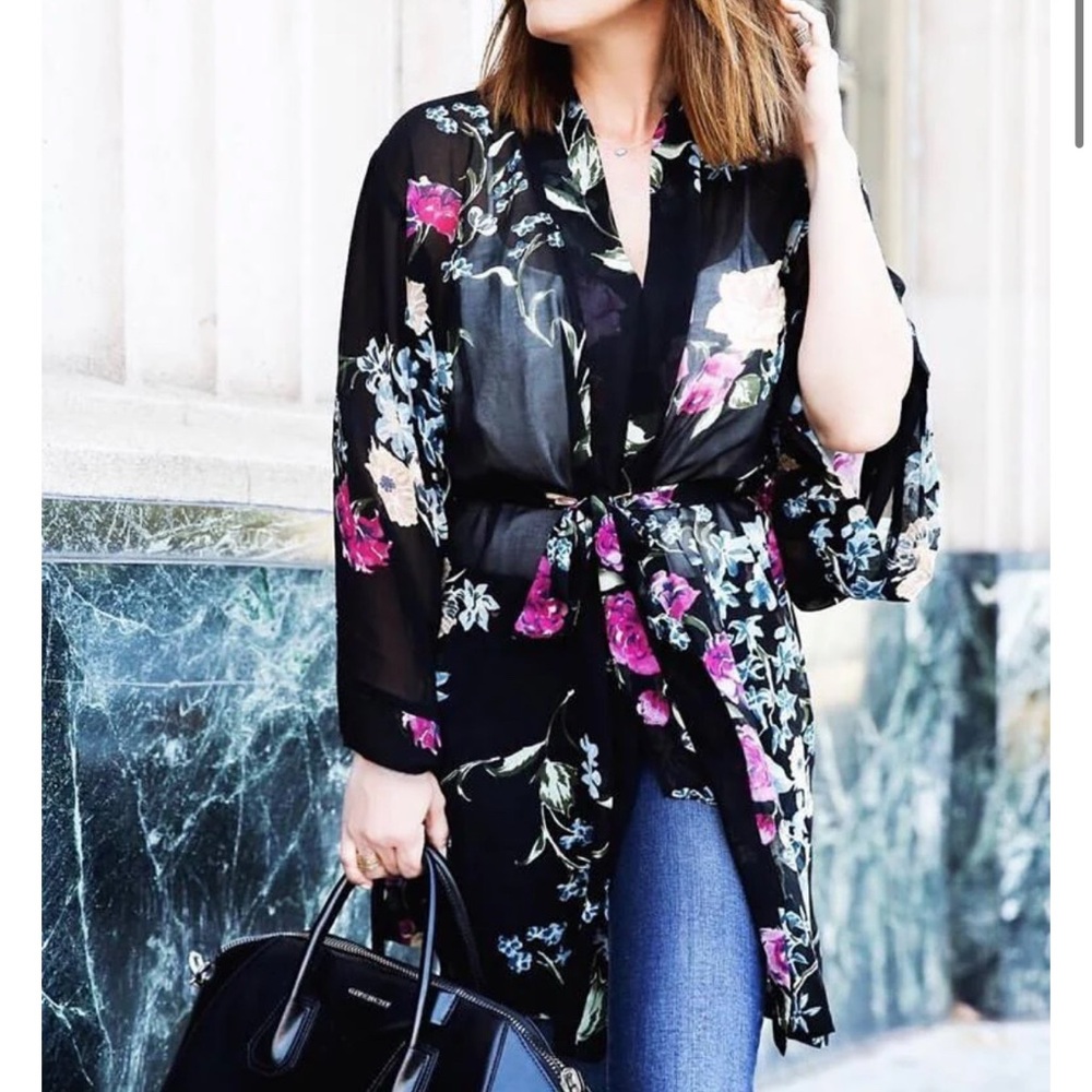 Helena Quinn Sheer Dark Floral Robe